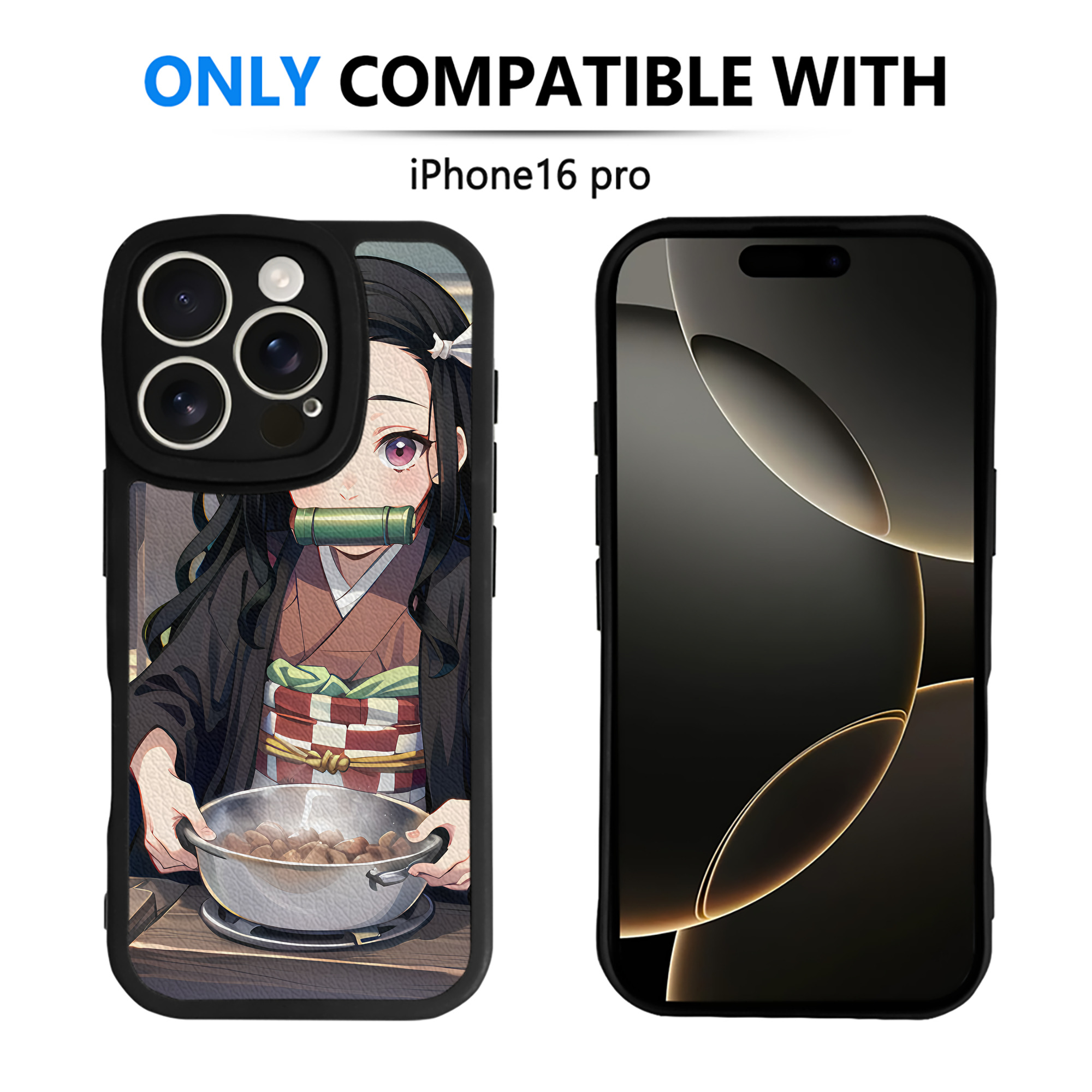 （画像用） 鬼滅の刃（きめつのやいば）竈門 禰󠄀豆子／かまど ねずこ Kamado Nezuko 【iPhone 16シリーズ対応】シリコンスマホケース（レザー調） 材質：シリコン